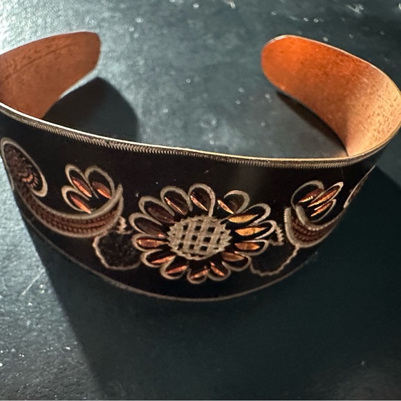 Vintage Painted Copper Bracelet - Picture 2 of 8